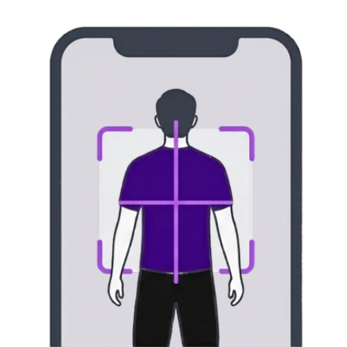 スマホのカメラに全身が入るように立つイメージ